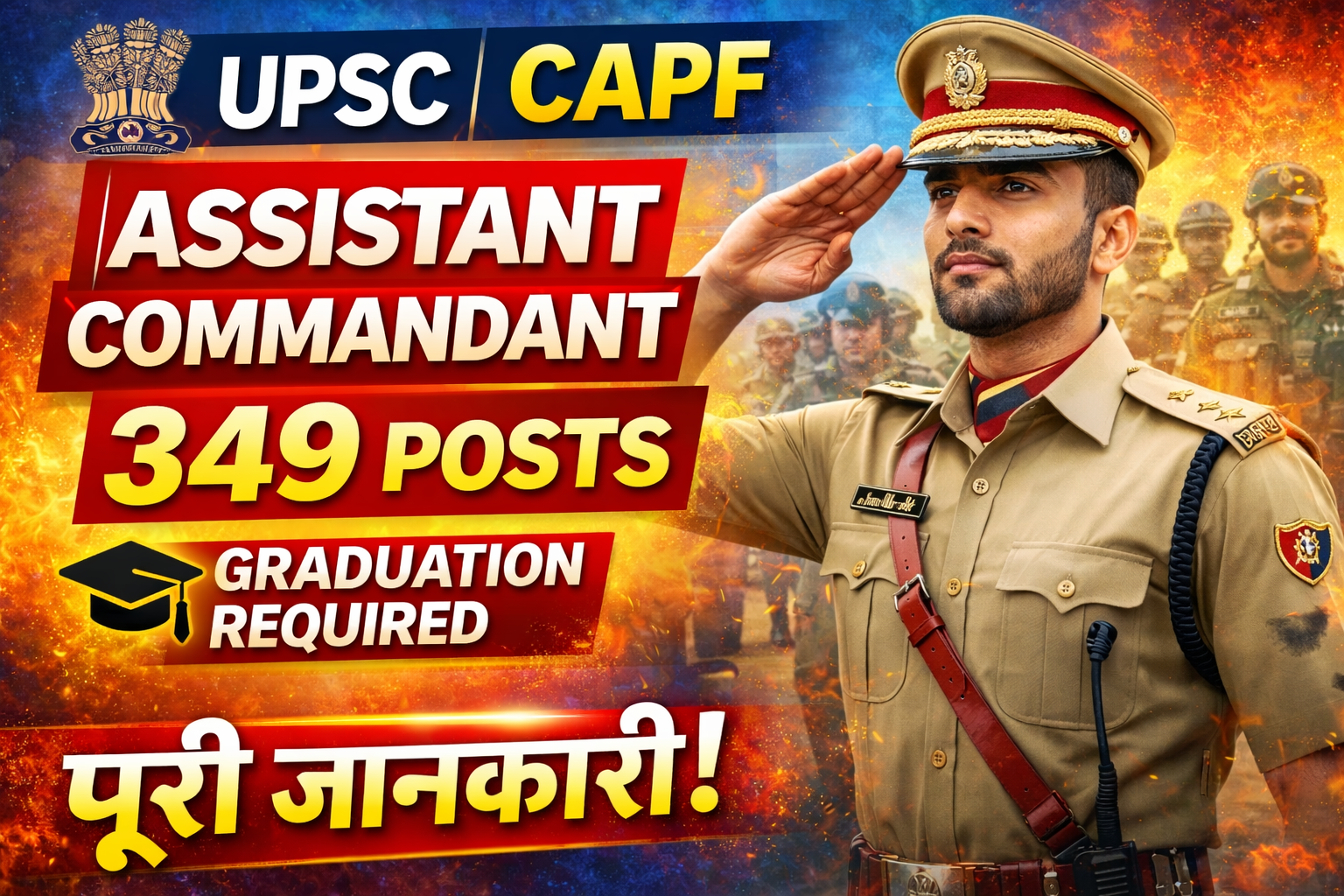 UPSC CAPF Assistant Commandant Recruitment 2026 – 349 Posts Graduation Required Complete Details
