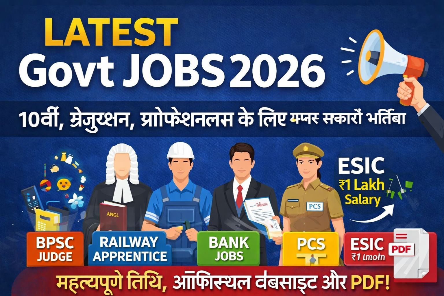 Latest Govt Jobs 2026: UPSSSC, BPSC, Railway, High Court, ESIC सहित कई विभागों में बंपर भर्तियां