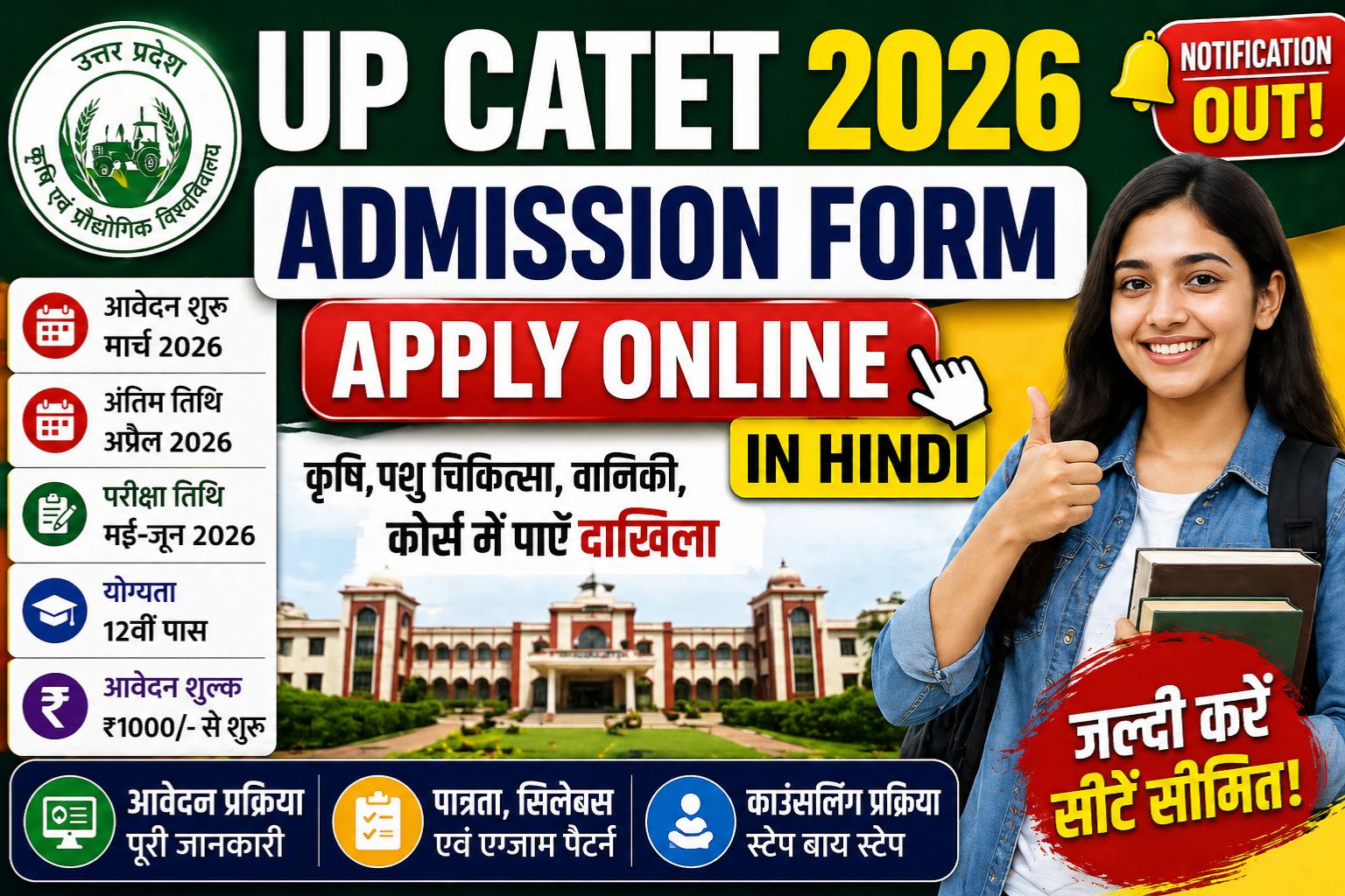 UP CATET 2026 Admission Form Apply Online in Hindi – Notification, Eligibility, Exam Date, Full Details