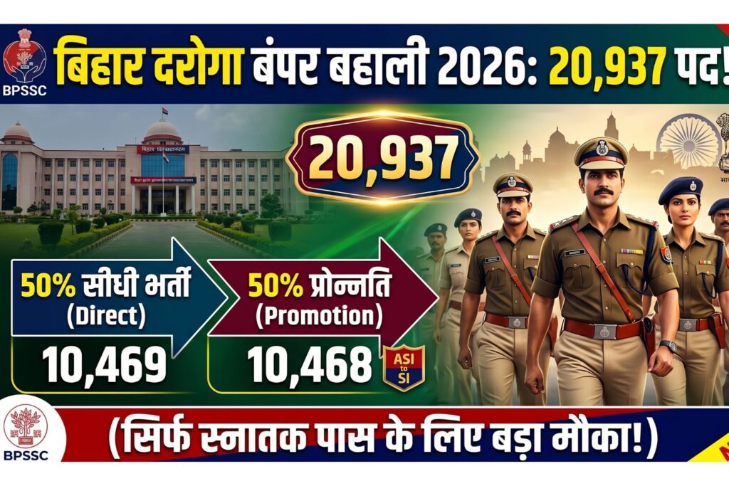 Bihar Police Daroga Vacancy 2026 Update : 20,937 पदों पर भर्ती, 50% प्रमोशन + 50% डायरेक्ट – पूरी जानकारी