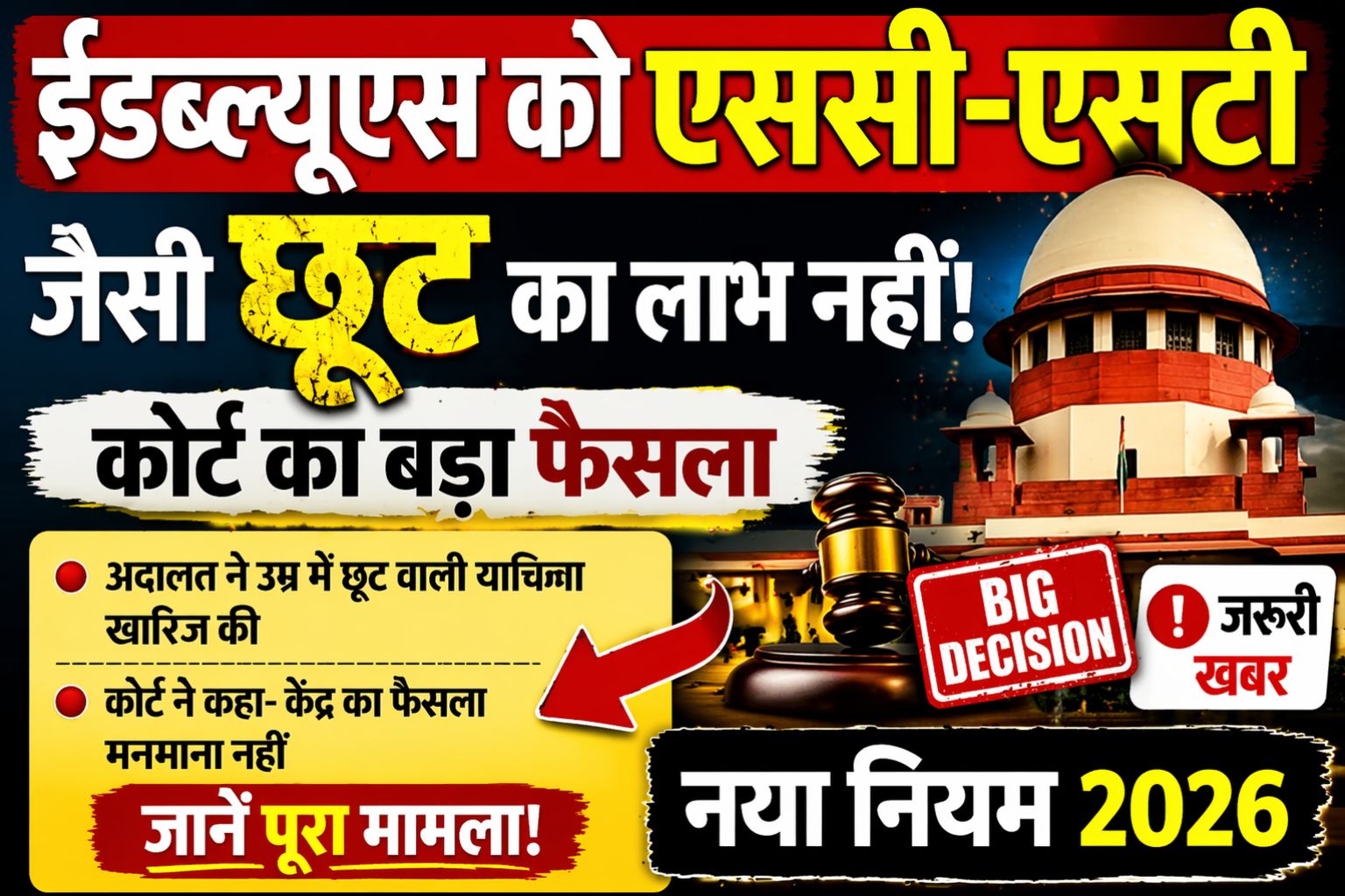 EWS को SSC-ST-OBC जैसी छुट हो गइ बन्‍द होईकोर्ट को नया नियम 2026 Short Details