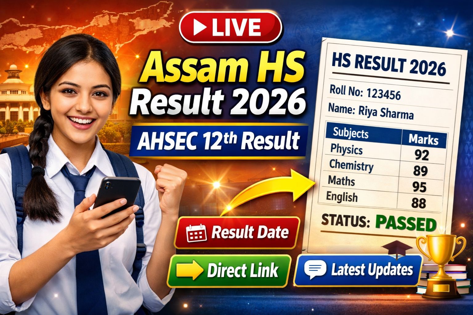 LIVE Assam HS Result 2026 – AHSEC 12th Result Date, Direct Link & Latest Updates