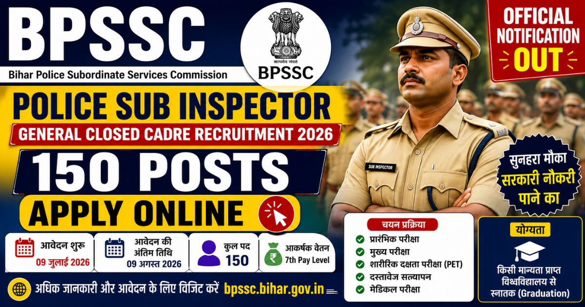 BPSSC Police Sub-Inspector General Closed Cadre Recruitment 2026 Notification Out