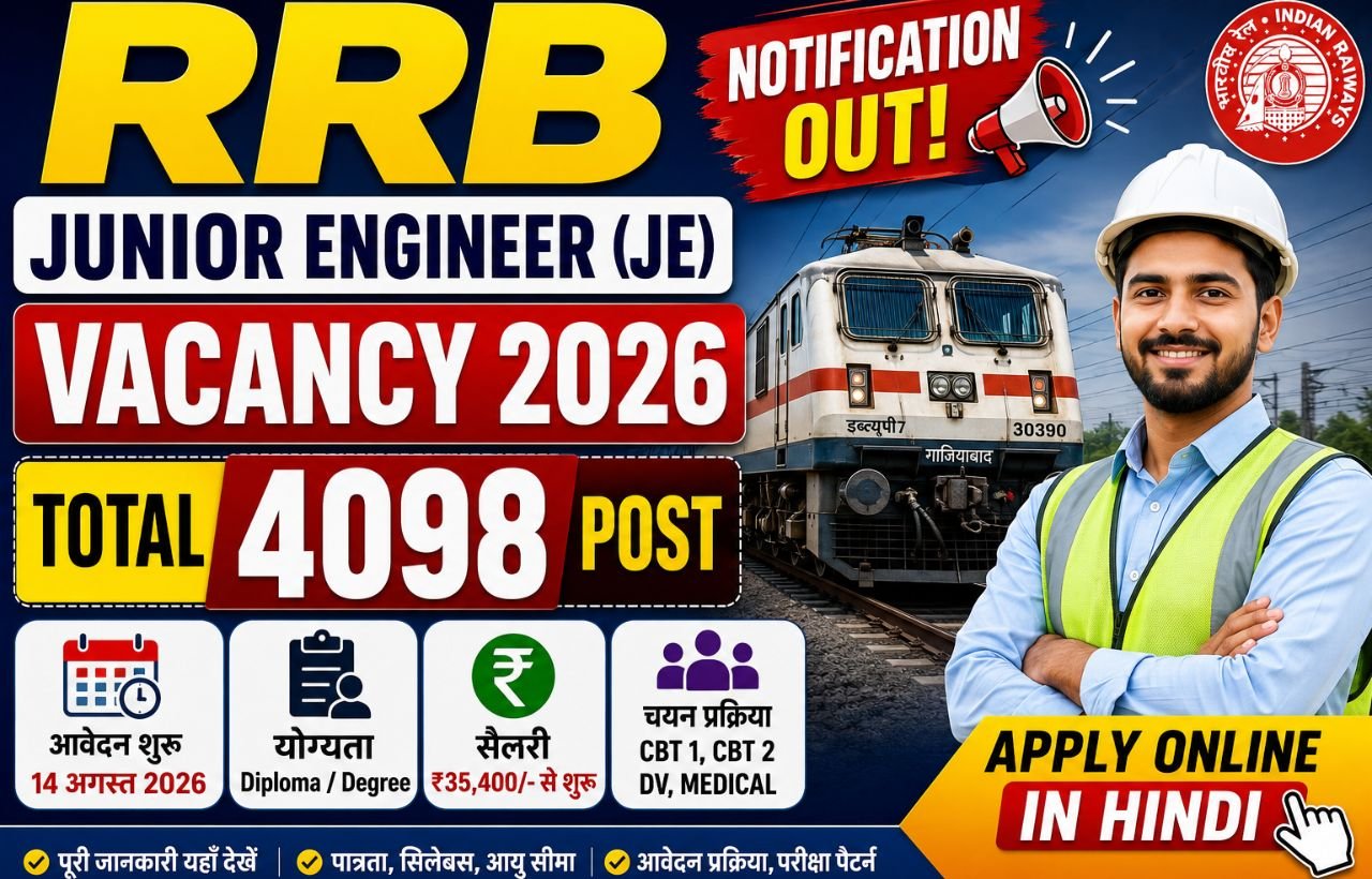 RRB Junior Engineer JE Vacancy 2026 Notification Out || Total 4098 Posts Apply Online in Hindi