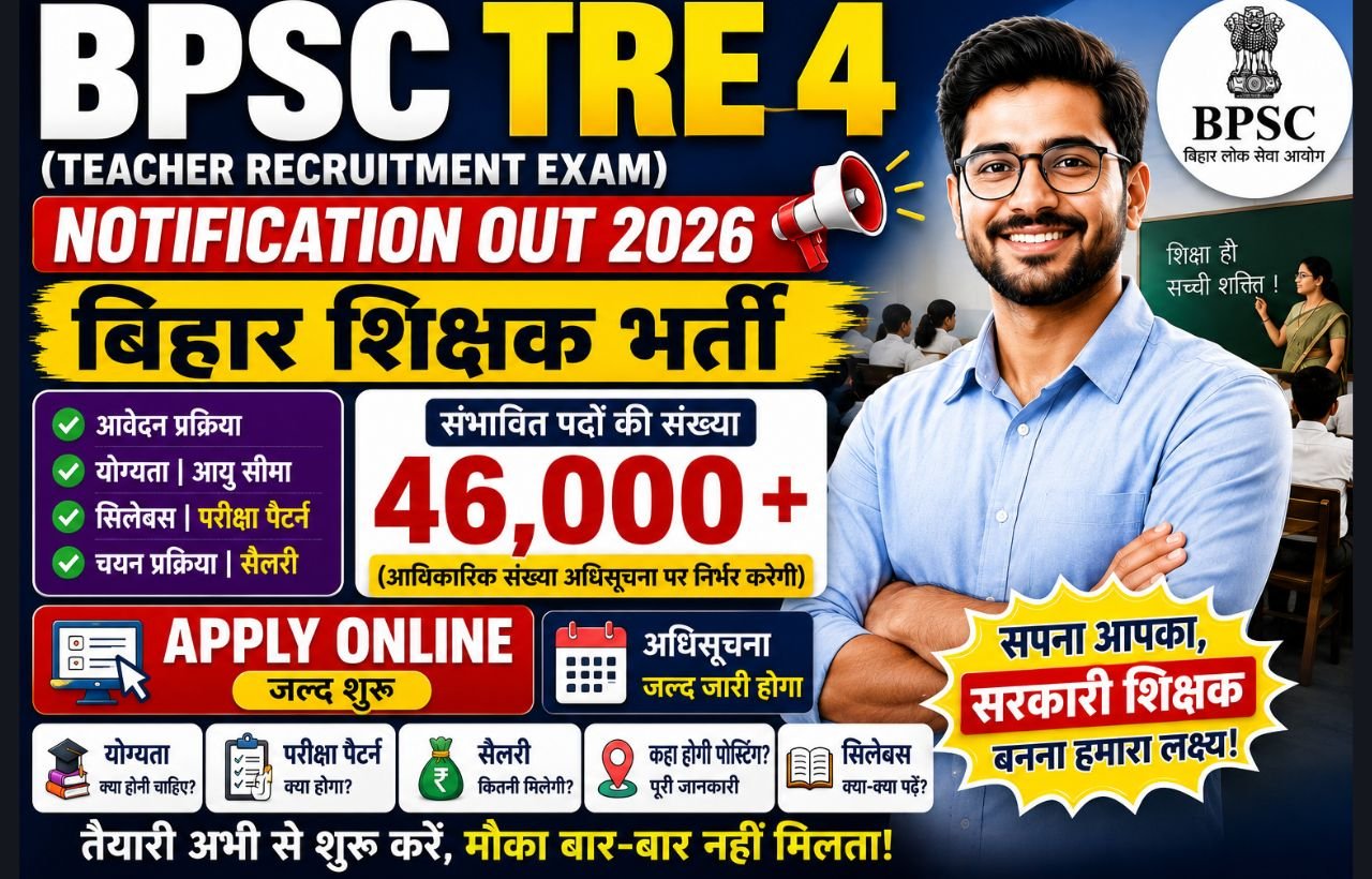 BPSC TRE (Teacher Recruitment Exam) 4 Notification Out 2026 Apply Online in Hindi
