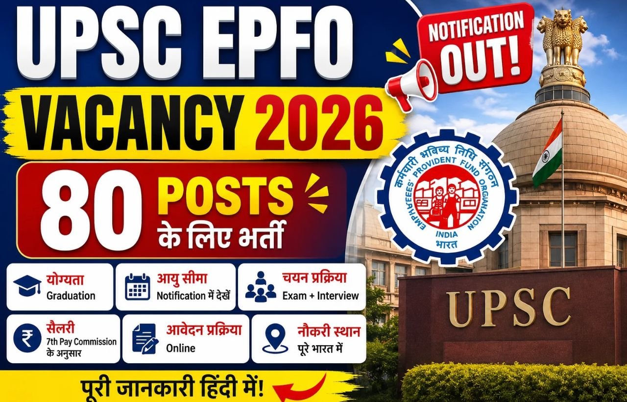 UPSC EPFO/APFC Vacancy Short Details 2026: Notification Out, 80 Posts ROJGARJEET.COM