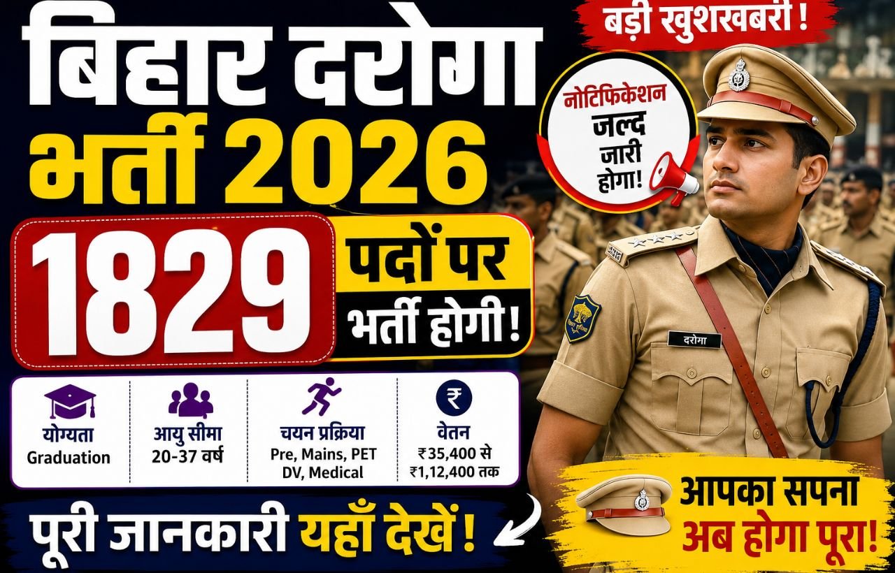 Bihar Daroga Vacancy 2026 Notification Out: 1829 Posts Apply Online in hindi rojgarjeet.com